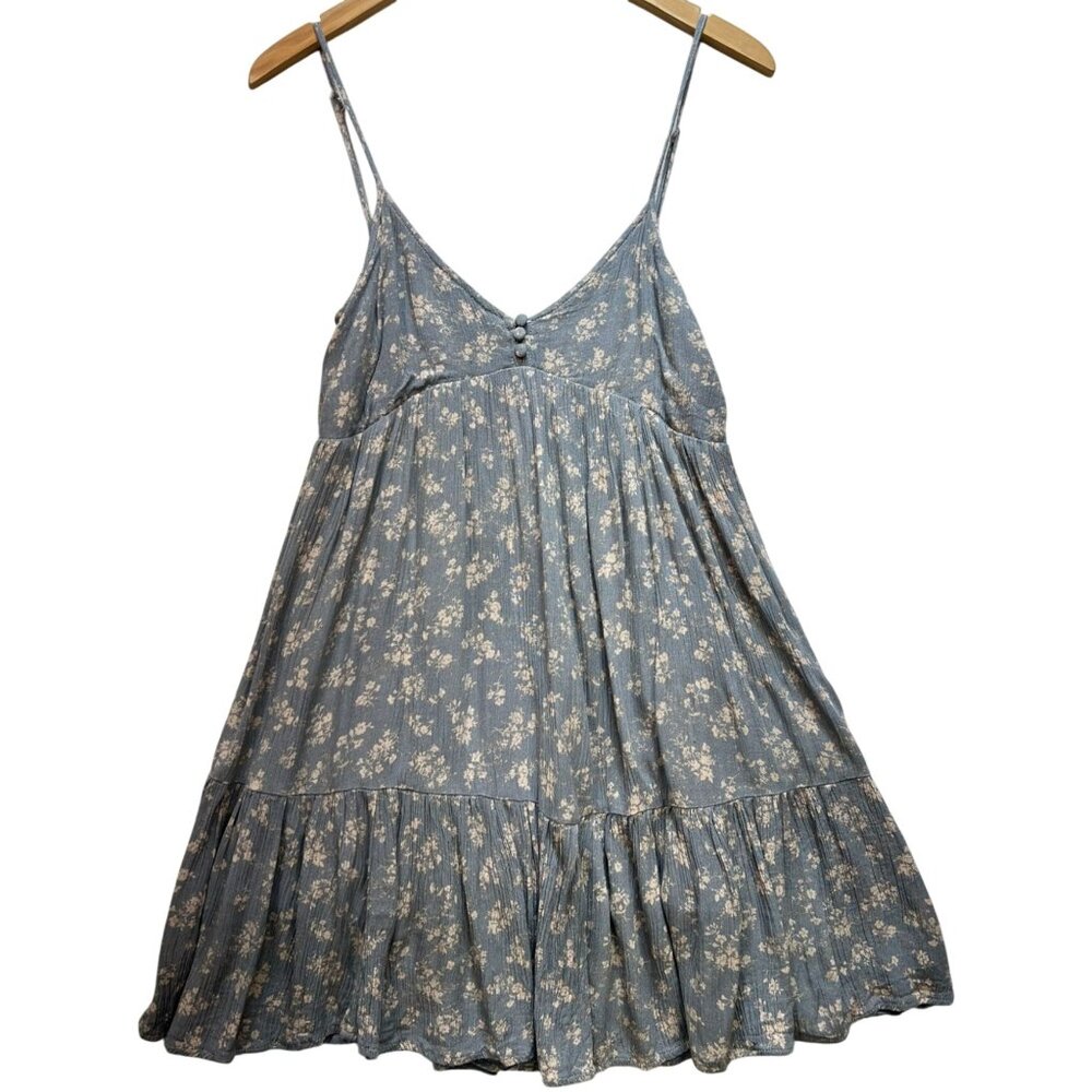 Dress Forum Womens Babydoll Y2K Cottagcore Mini Dress Size S Gray White Floral